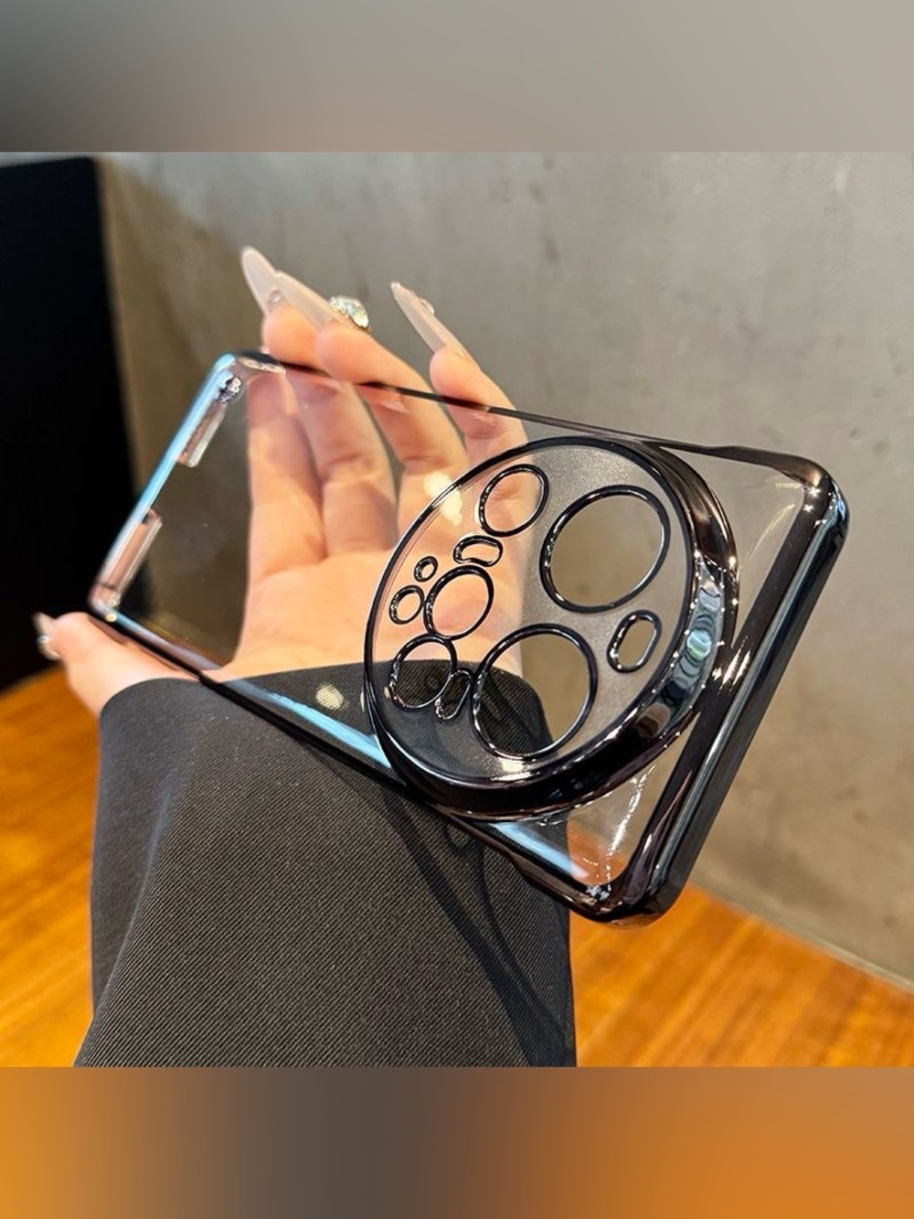 Clear Phone Case with Black Bubble Grip